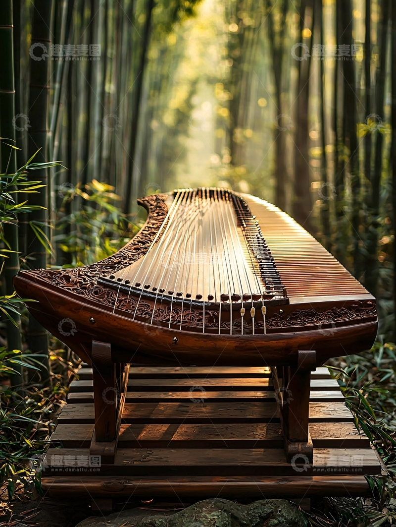 高清大图下载【趣麦麦图】古筝竹林
