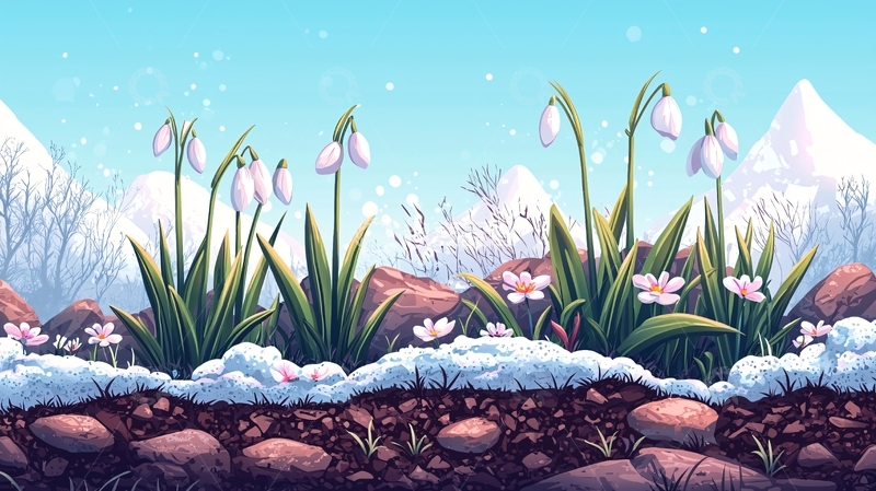 雪山下的报春花