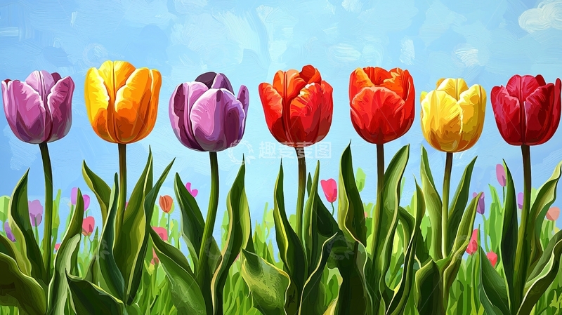 高清大图下载【趣麦麦图】七彩郁金香田园风景