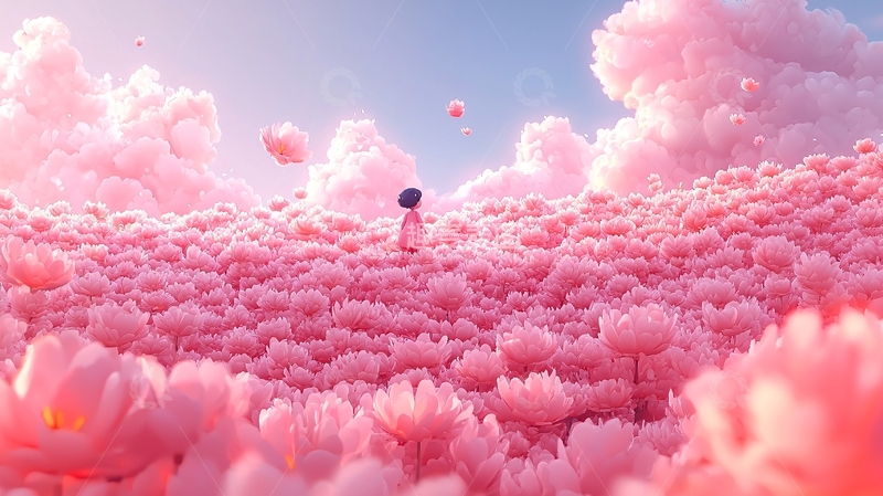 高清大图下载【趣麦麦图】粉色花海