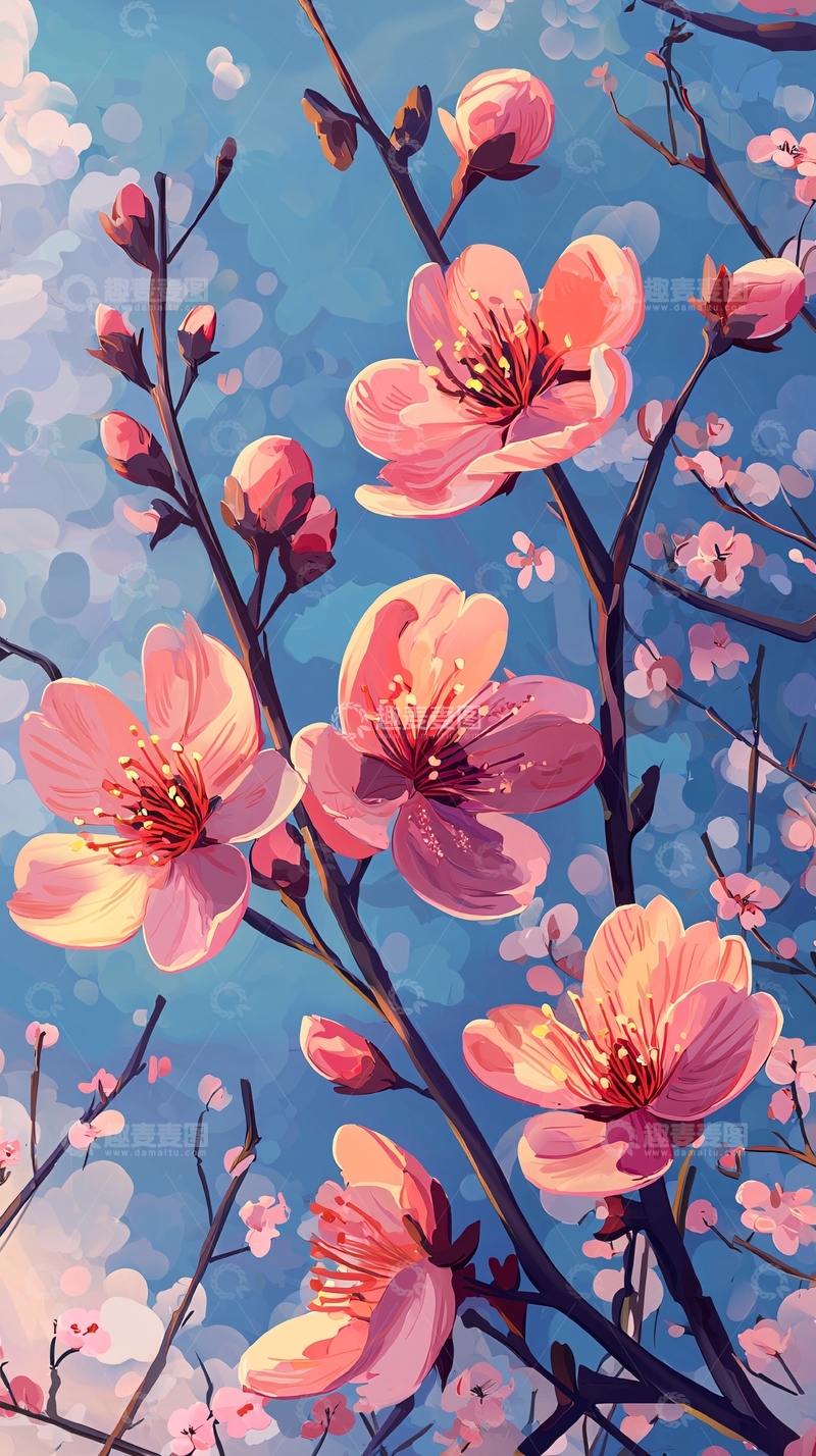 高清大图下载【趣麦麦图】粉嫩桃花春日阳光
