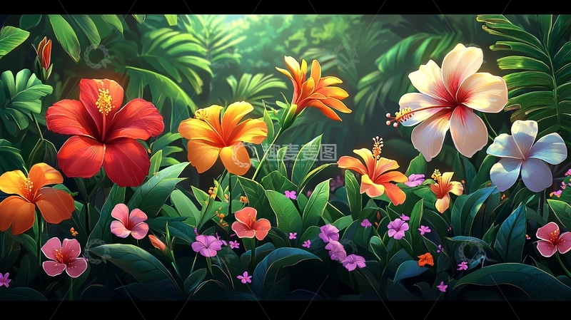 高清大图下载【趣麦麦图】热带雨林鲜艳花朵