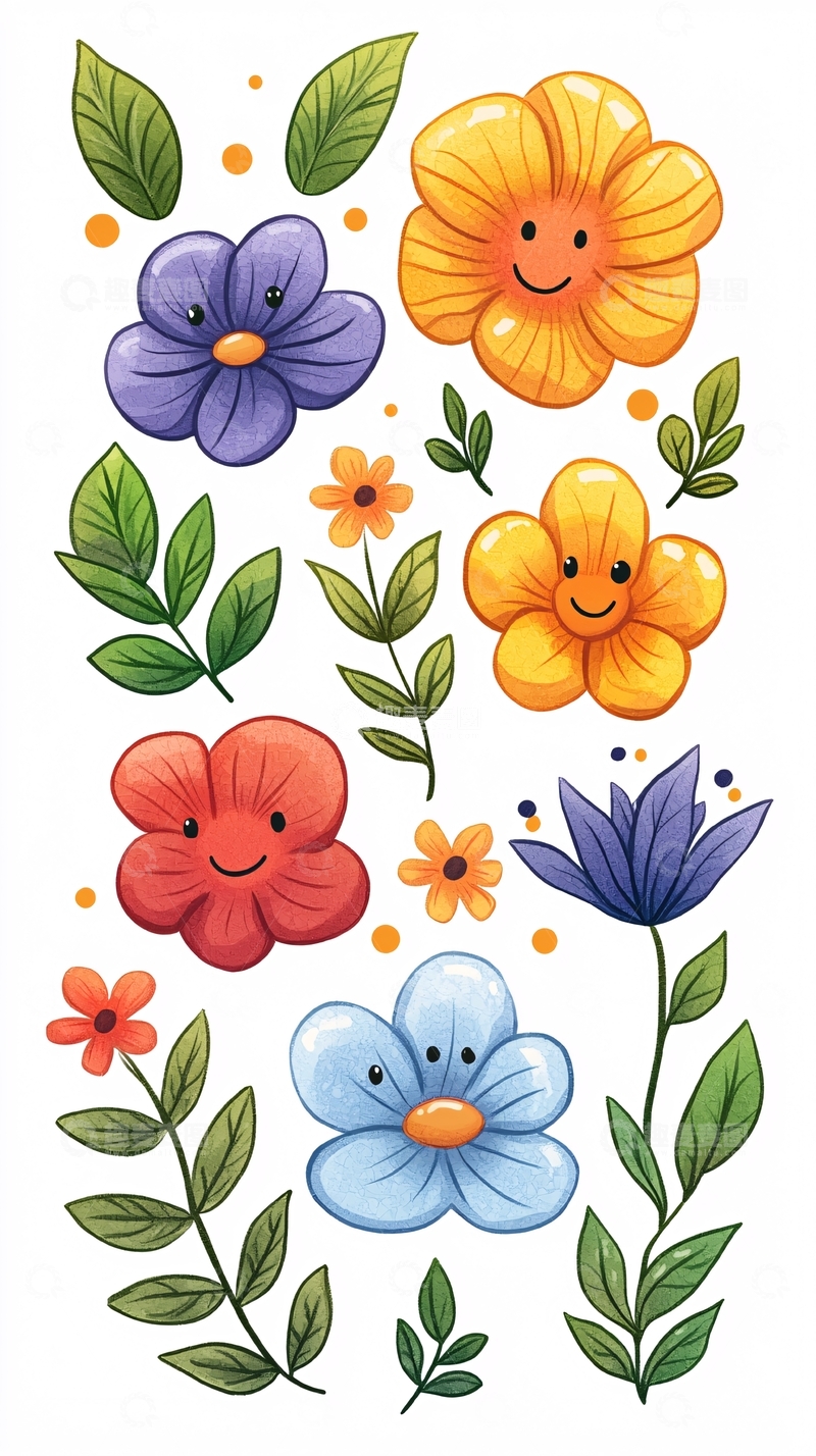 高清大图下载【趣麦麦图】卡通手绘花朵