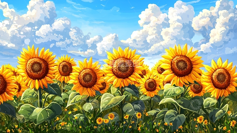 高清大图下载【趣麦麦图】向日葵田