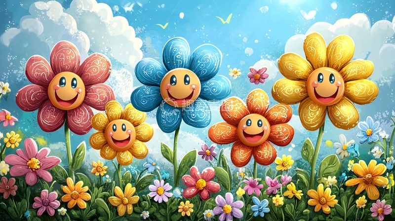 高清大图下载【趣麦麦图】卡通微笑花朵