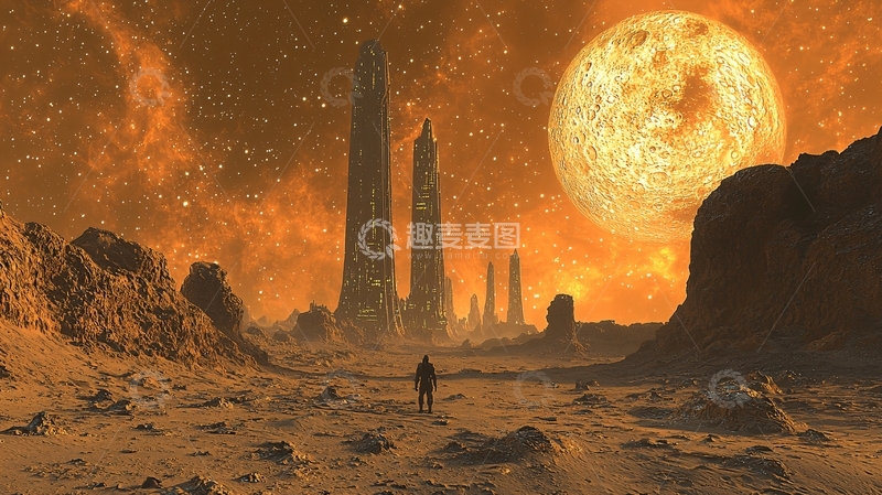 高清大图下载【趣麦麦图】荒凉星球上的孤独行者