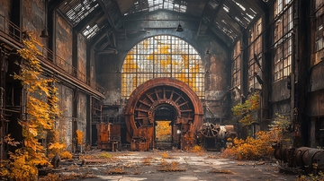 废弃工厂内部景象