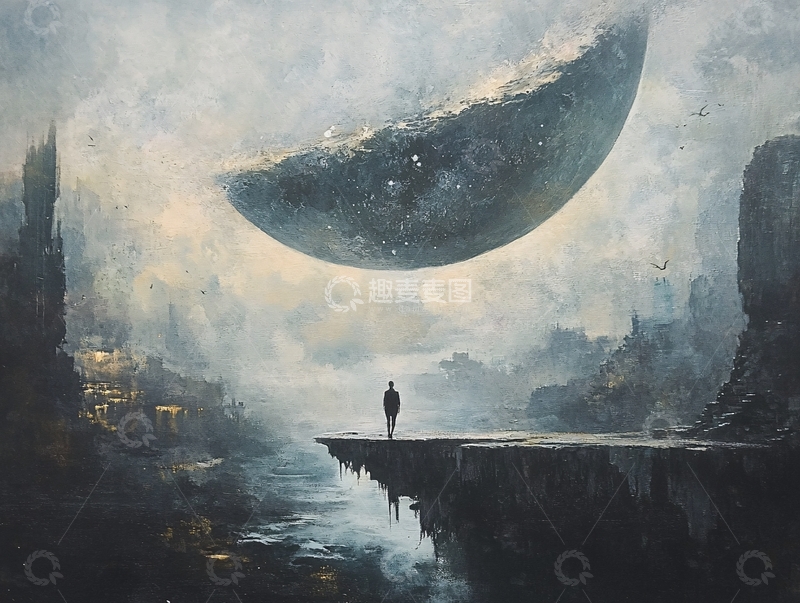 高清大图下载【趣麦麦图】悬崖边上的孤独身影