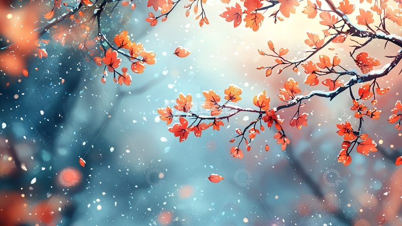 高清大图下载【趣麦麦图】冬日暖阳下的枫叶