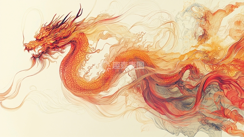 高清大图下载【趣麦麦图】水墨写意祥龙