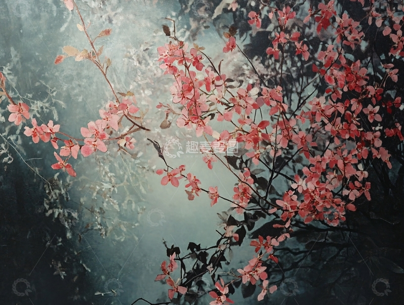 高清大图下载【趣麦麦图】朦胧光影下的粉色花朵