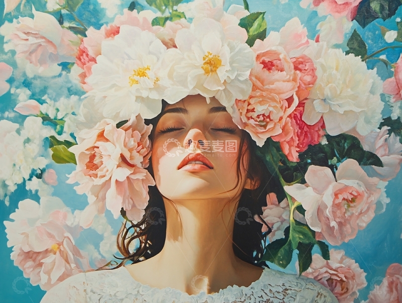 高清大图下载【趣麦麦图】花环少女