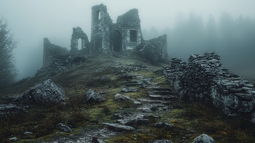 浓雾山顶废墟城堡