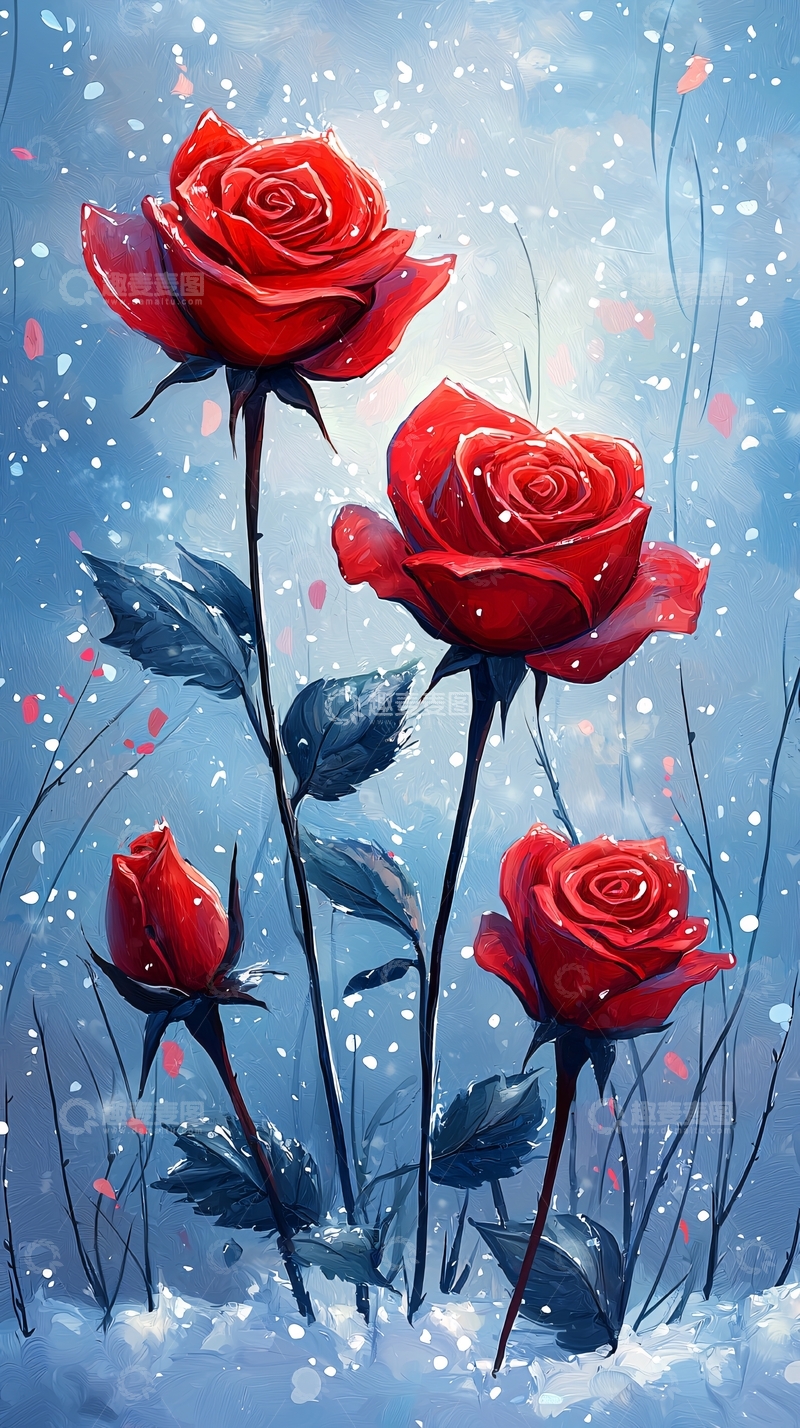 高清大图下载【趣麦麦图】冬日红玫瑰