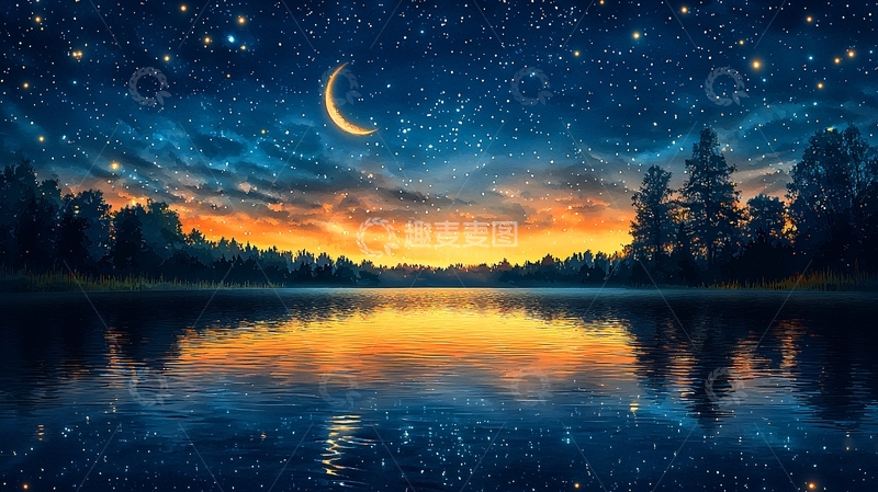 高清大图下载【趣麦麦图】星空倒影