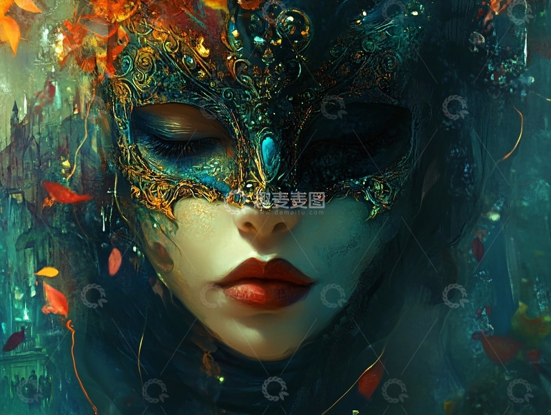 高清大图下载【趣麦麦图】戴面具的女人