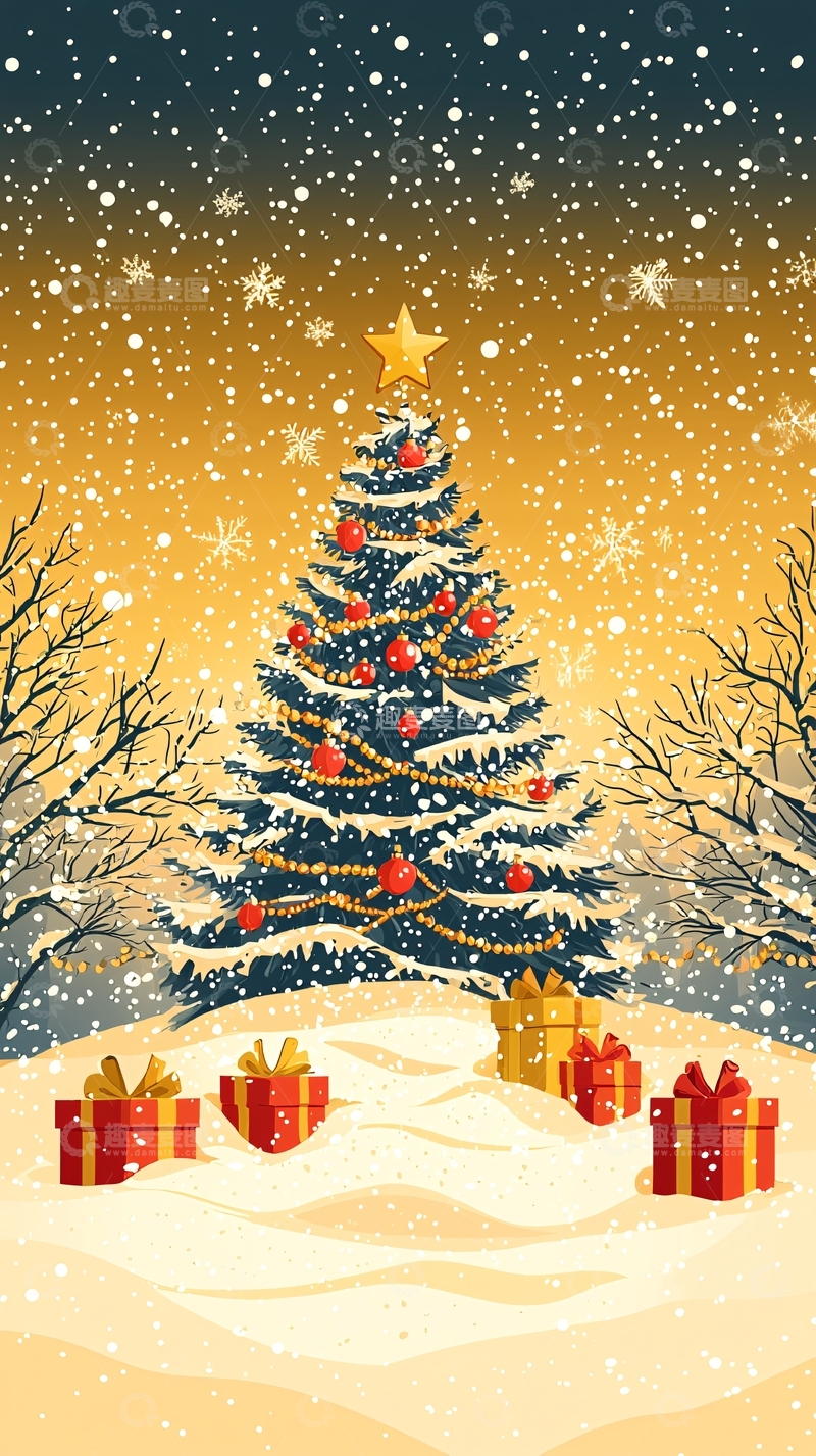 高清大图下载【趣麦麦图】圣诞节雪景