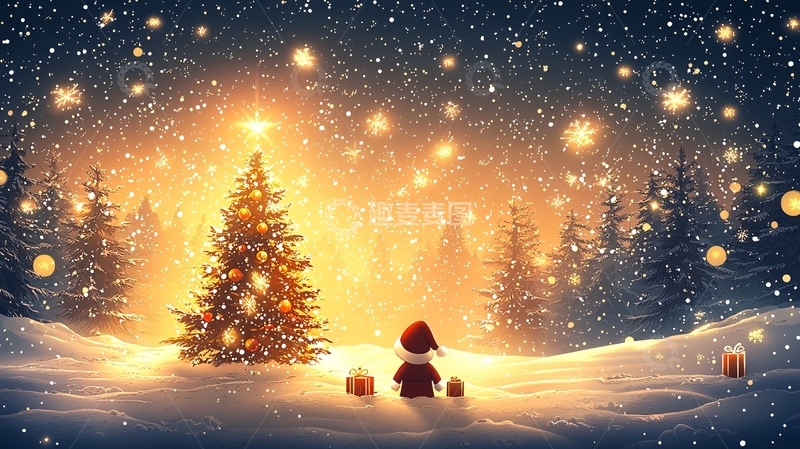 高清大图下载【趣麦麦图】圣诞夜雪景