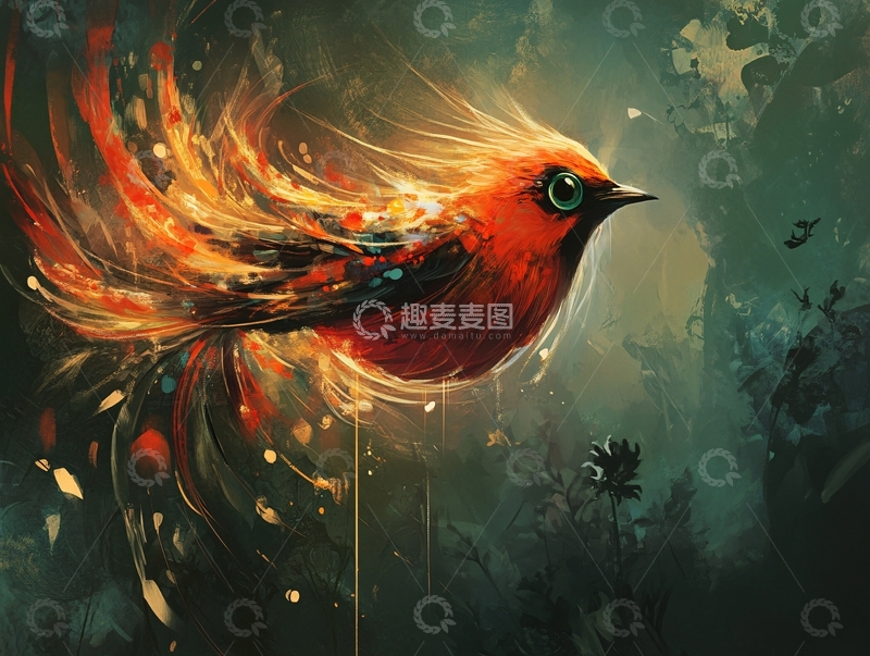 高清大图下载【趣麦麦图】火焰鸟
