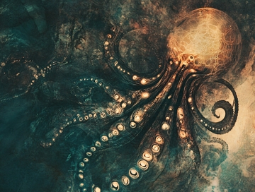 深海巨型章鱼艺术画