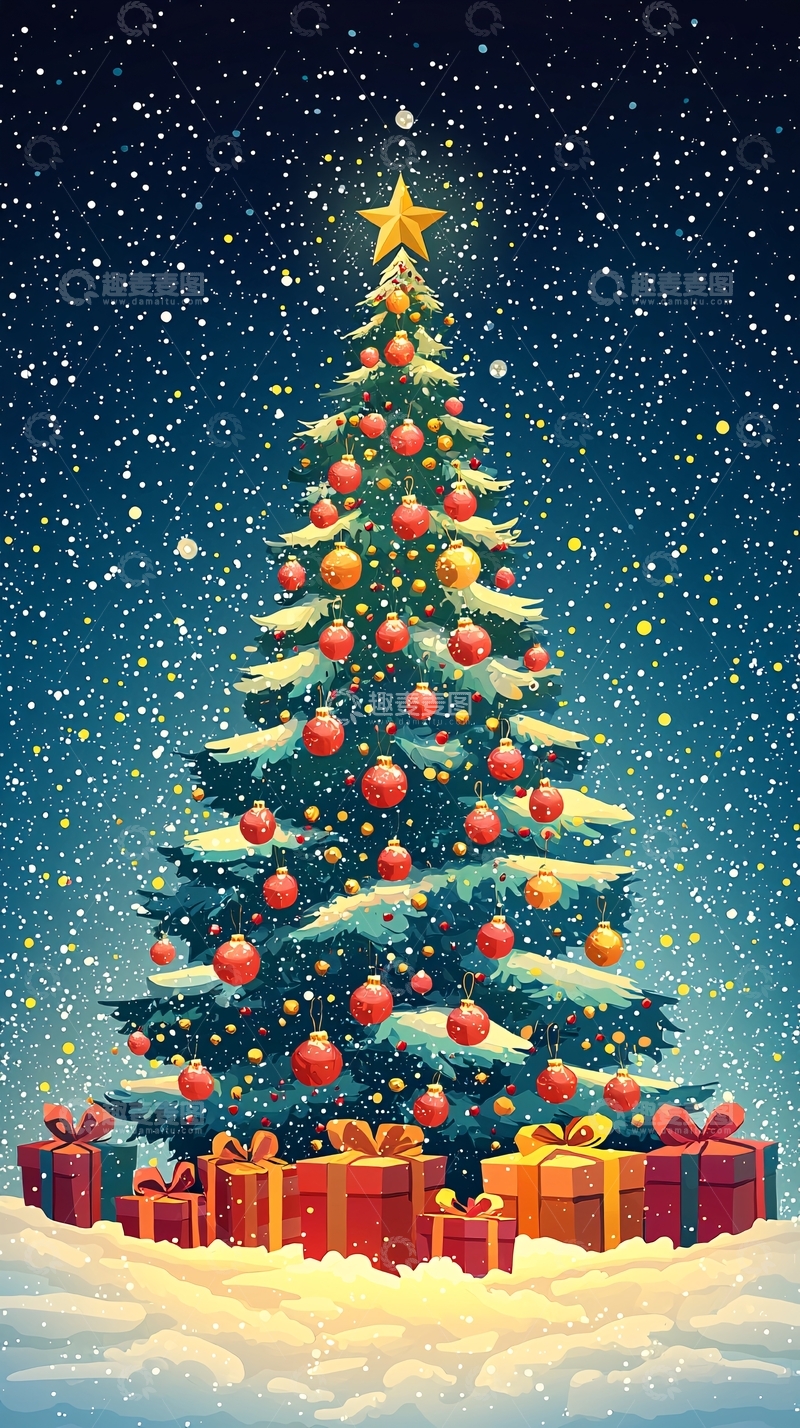 高清大图下载【趣麦麦图】圣诞节雪景高清图