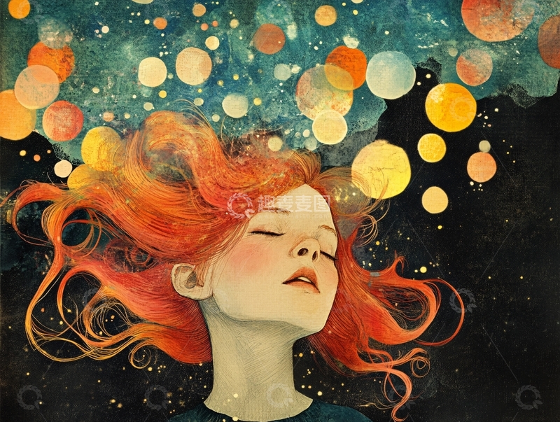 高清大图下载【趣麦麦图】梦幻女孩的彩色思绪