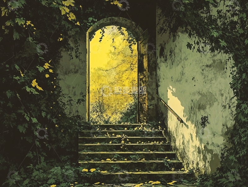 高清大图下载【趣麦麦图】废墟拱门通往树林