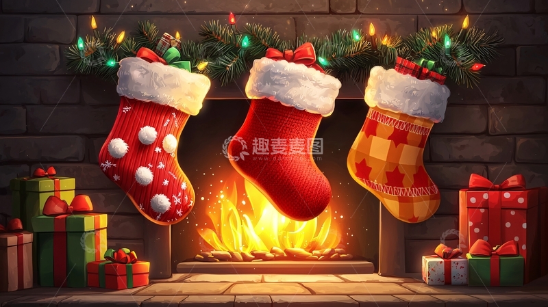 高清大图下载【趣麦麦图】圣诞袜
