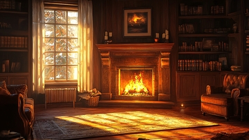 温暖舒适的壁炉房间