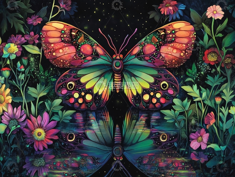 高清大图下载【趣麦麦图】绚丽多彩的宇宙蝴蝶