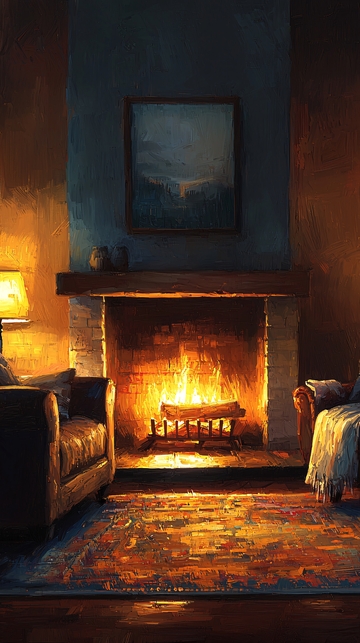 温暖壁炉房间