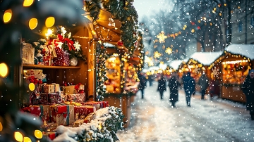 下雪的圣诞集市