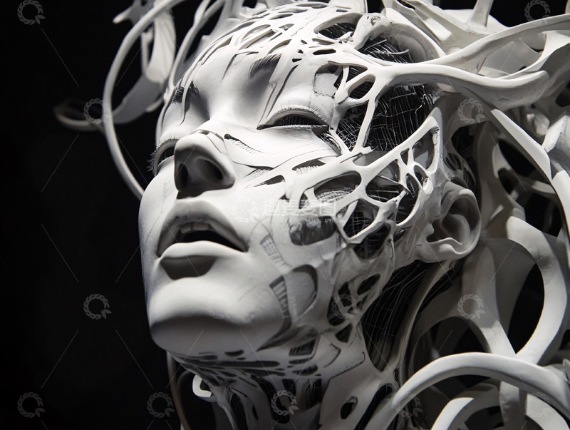 高清大图下载【趣麦麦图】黑白雕塑女性头像