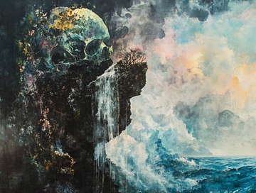 骷髅头悬崖瀑布海景
