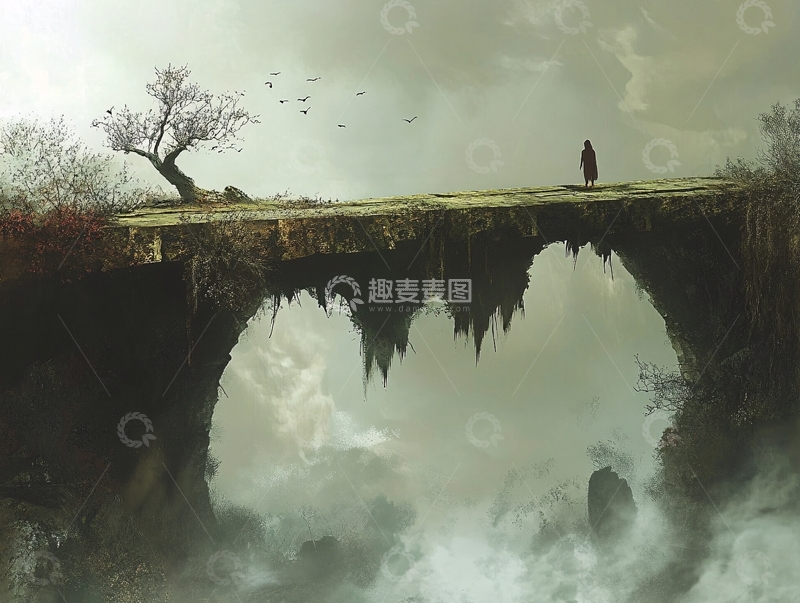 高清大图下载【趣麦麦图】悬崖边上的孤独身影