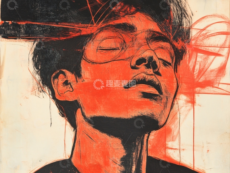 高清大图下载【趣麦麦图】红黑肖像画