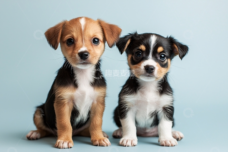 高清大图下载【趣麦麦图】两只可爱的小狗
