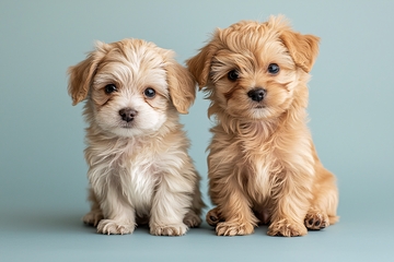 两只可爱的奶油色幼犬