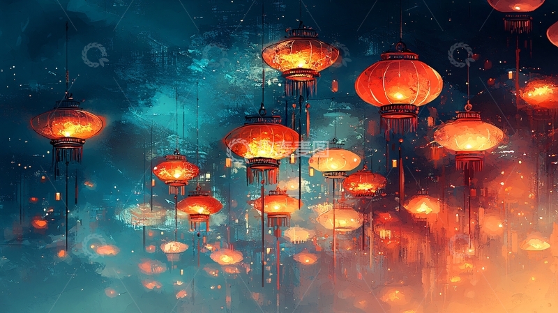 高清大图下载【趣麦麦图】梦幻红灯笼