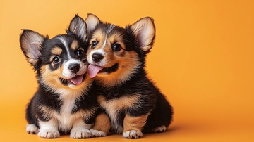 两只可爱柯基犬