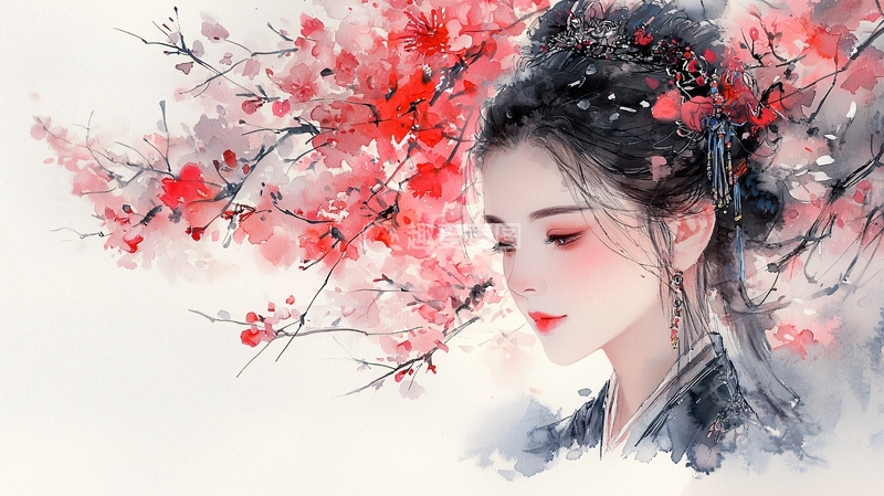 高清大图下载【趣麦麦图】水墨画古风女子