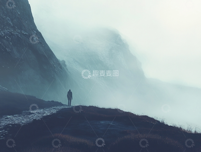 高清大图下载【趣麦麦图】雾中孤行者