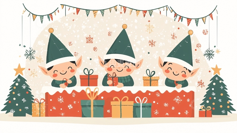 高清大图下载【趣麦麦图】圣诞节快乐的小精灵