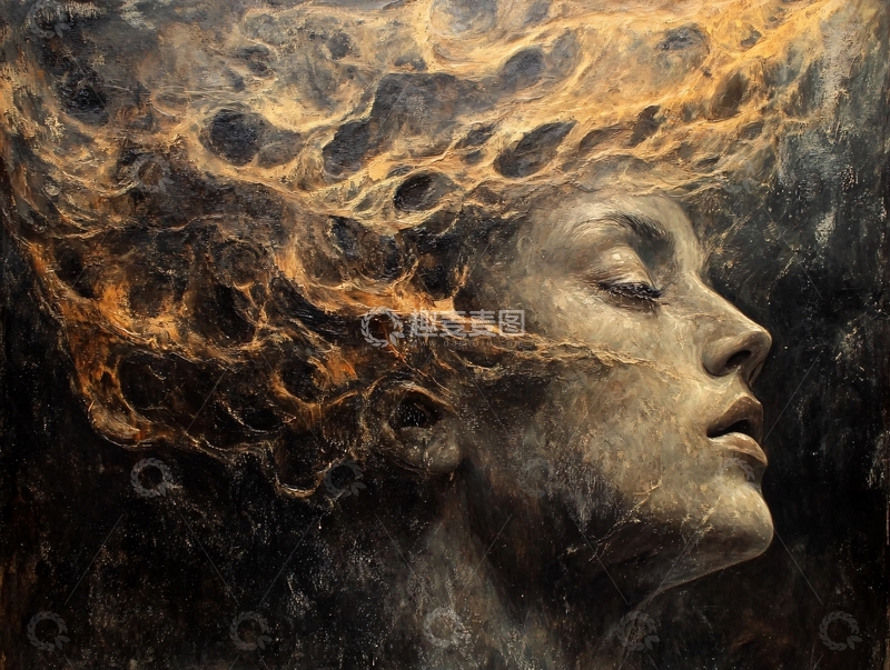 高清大图下载【趣麦麦图】火焰长发女子侧脸