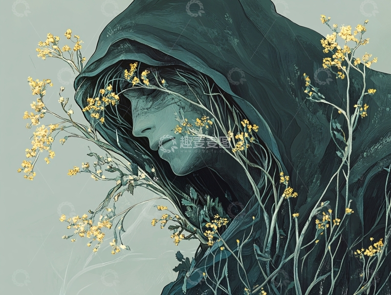 高清大图下载【趣麦麦图】戴兜帽的忧郁男子