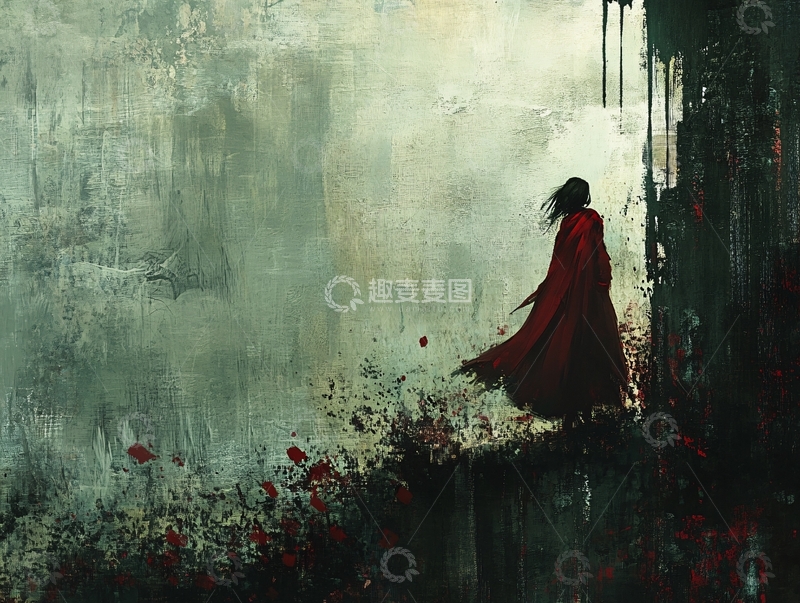 高清大图下载【趣麦麦图】红衣女子背影