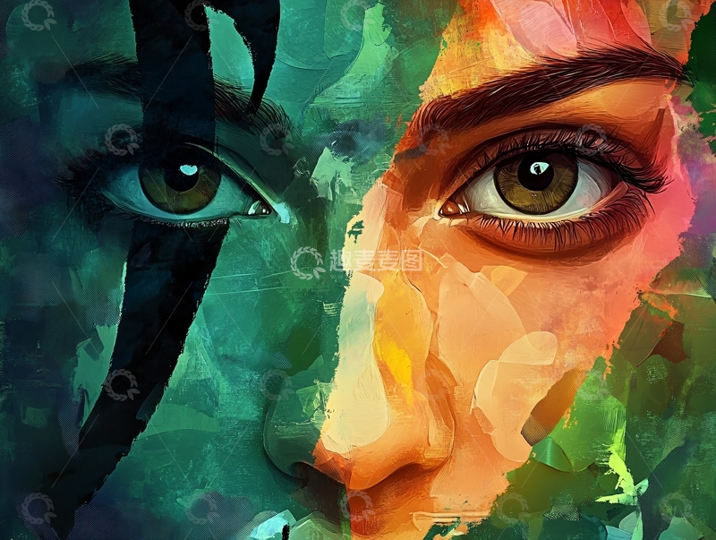 高清大图下载【趣麦麦图】抽象派女性肖像