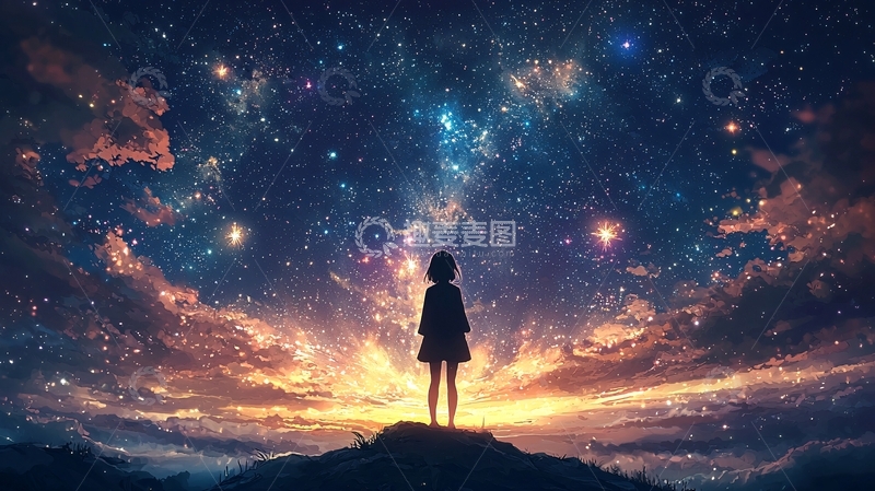 高清大图下载【趣麦麦图】星空少女