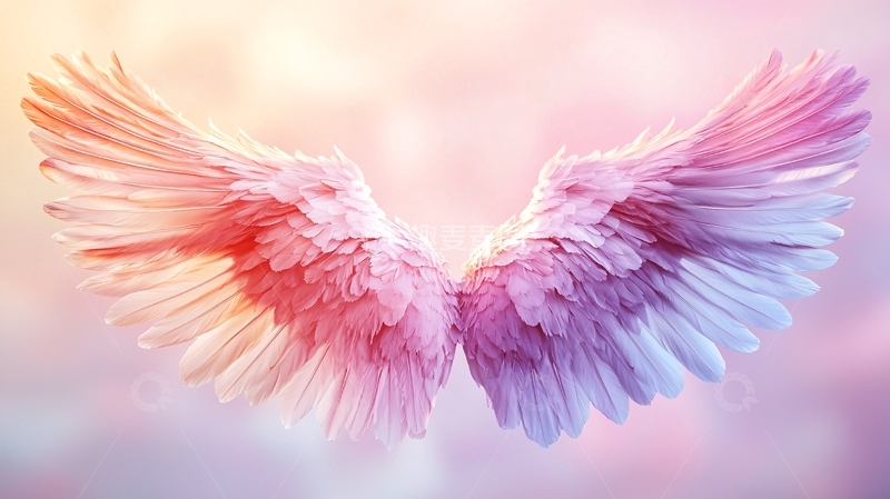 高清大图下载【趣麦麦图】梦幻彩色天使翅膀