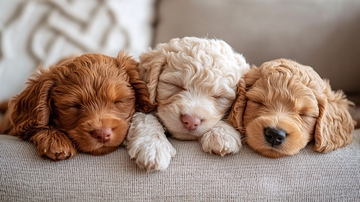 三只可爱的小狗崽睡觉